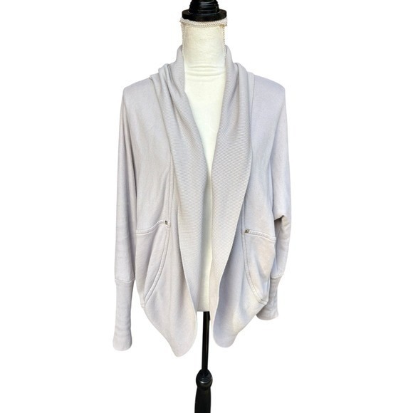 Aritzia Wilfred Beige Diderot Cocoon Open Front Studded Detail Cardigan - Small - Picture 2 of 8